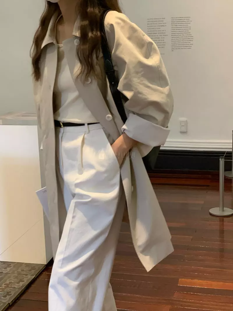 Jinsim - Korean Women Fashion - #romanticstyle - Sand Half Trench Coat - 12