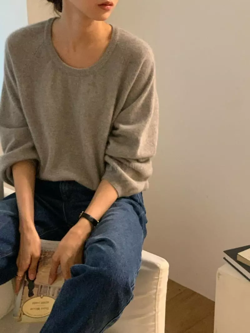 Jinsim - Korean Women Fashion - #womensfashion - Fox Knit Tee - 7