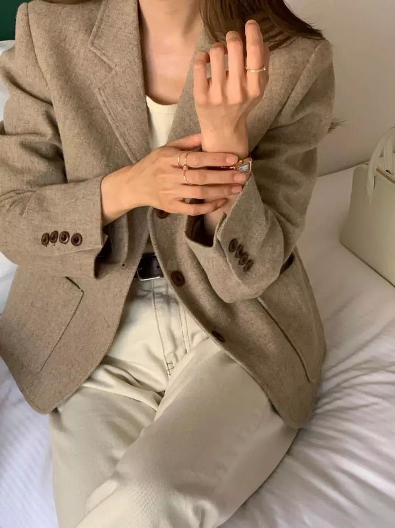 Jinsim - Korean Women Fashion - #womensfashion - Almond Jacket - 7