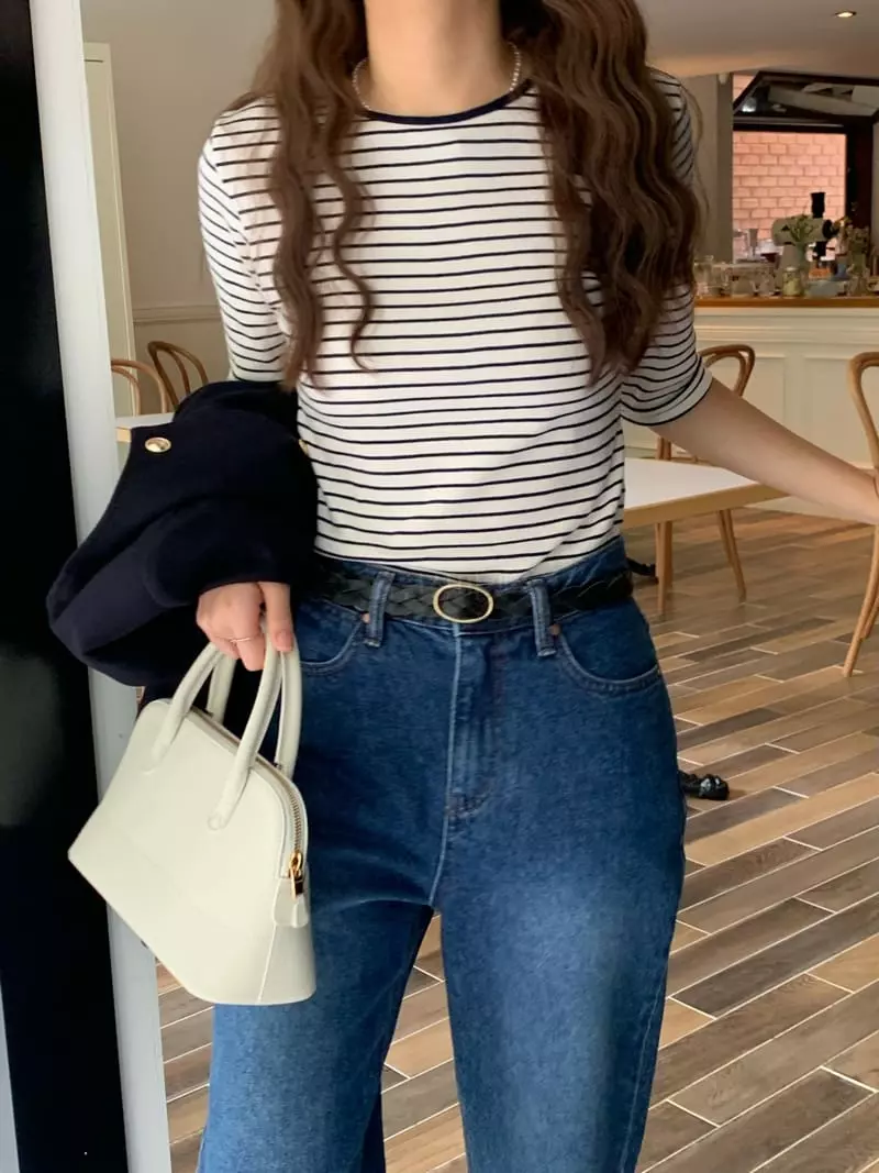 Jinsim - Korean Women Fashion - #womensfashion - Daisy Hallf Tee - 9
