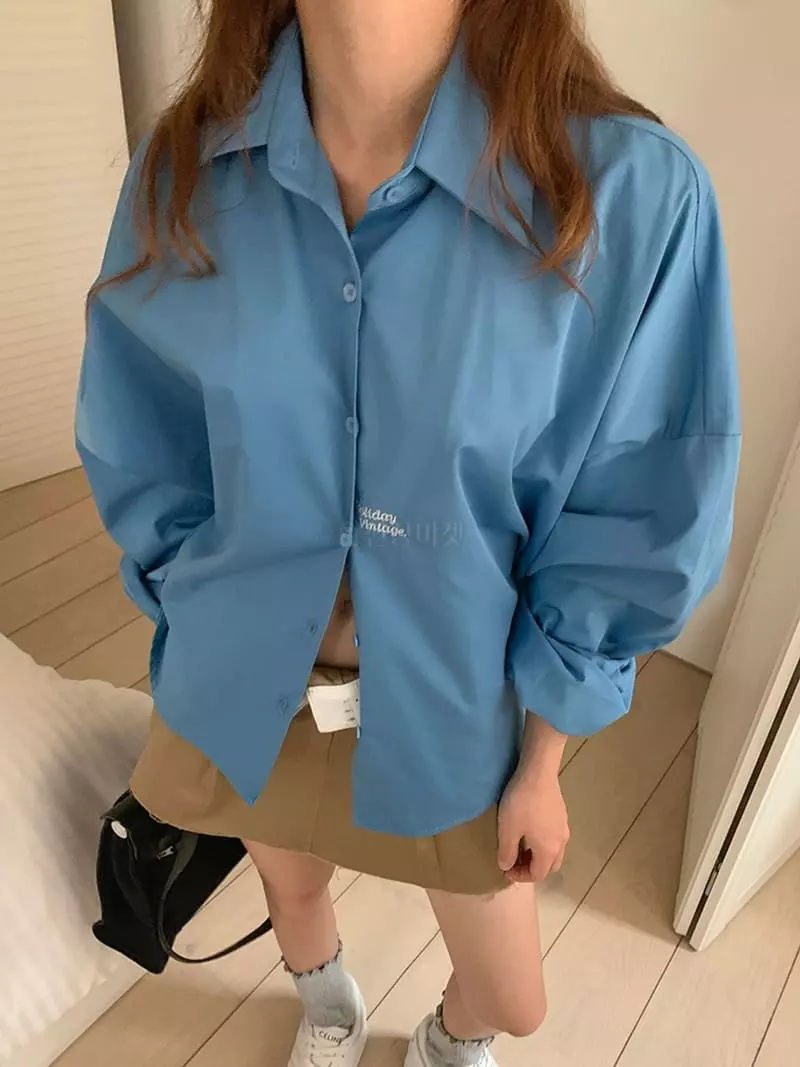 Jkichi - Korean Women Fashion - #momslook - Lettering Shirt - 3