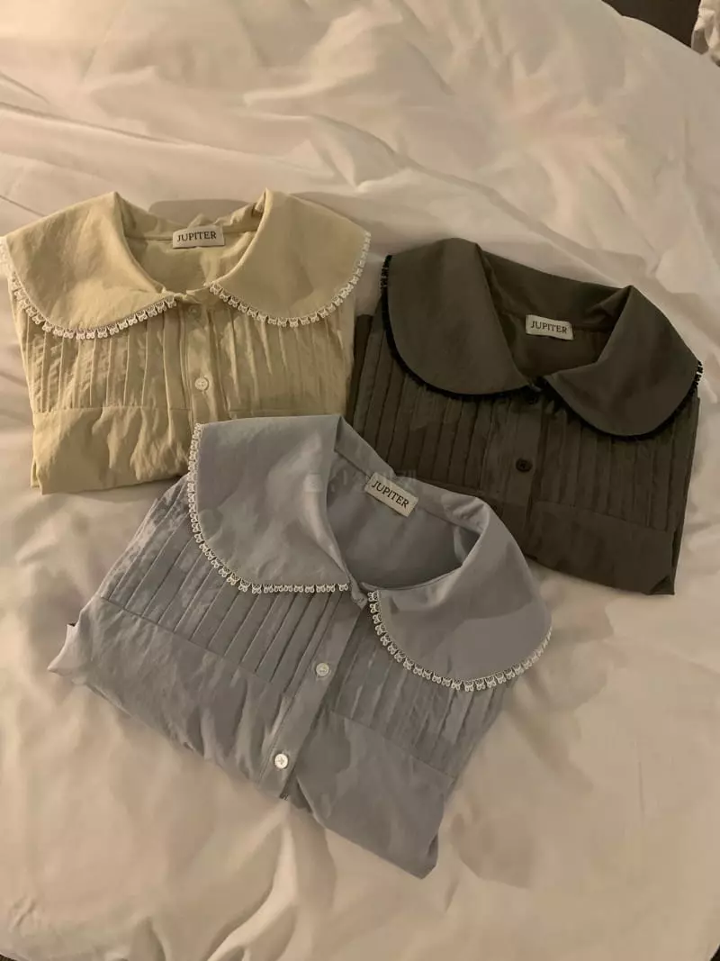 Jupiter - Korean Women Fashion - #momslook - Wind Collar Blouse