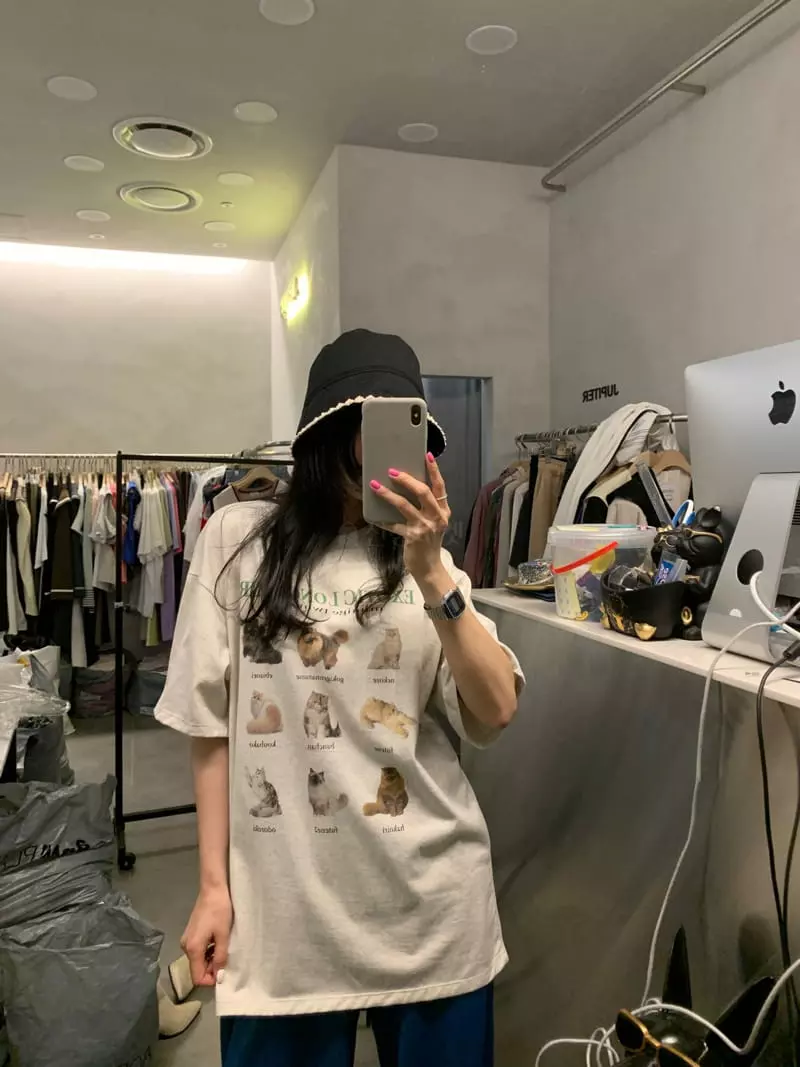 Jupiter - Korean Women Fashion - #momslook - Nine Cat Tee - 6