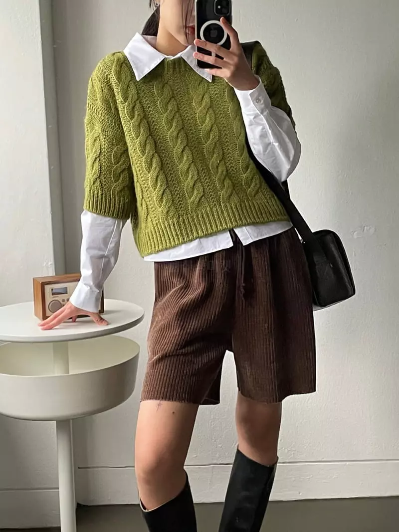 Kare - Korean Women Fashion - #momslook - Twist Knit Tee