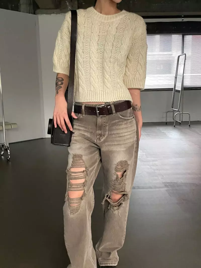 Kare - Korean Women Fashion - #momslook - Twist Knit Tee - 11