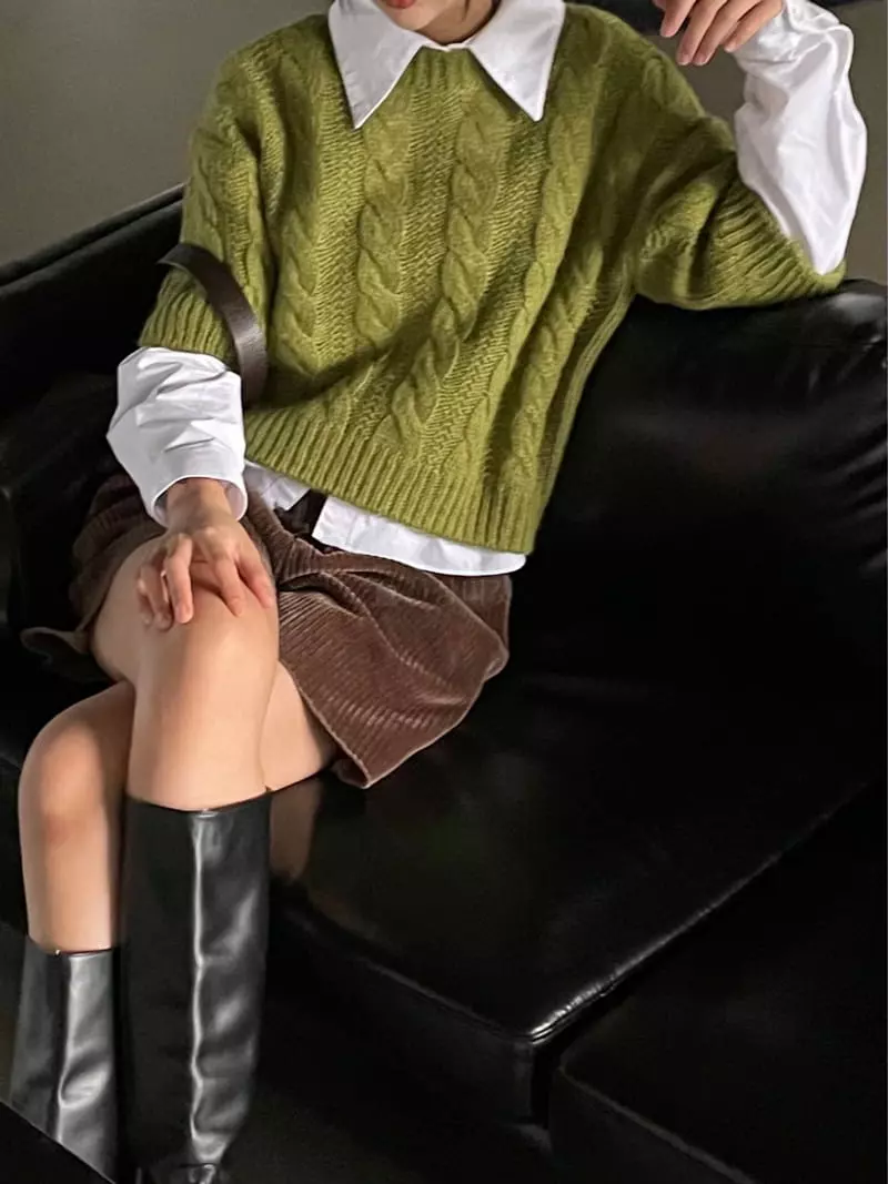 Kare - Korean Women Fashion - #momslook - Twist Knit Tee - 3