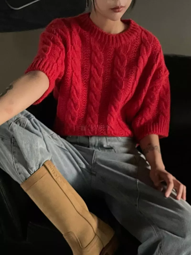 Kare - Korean Women Fashion - #momslook - Twist Knit Tee - 5