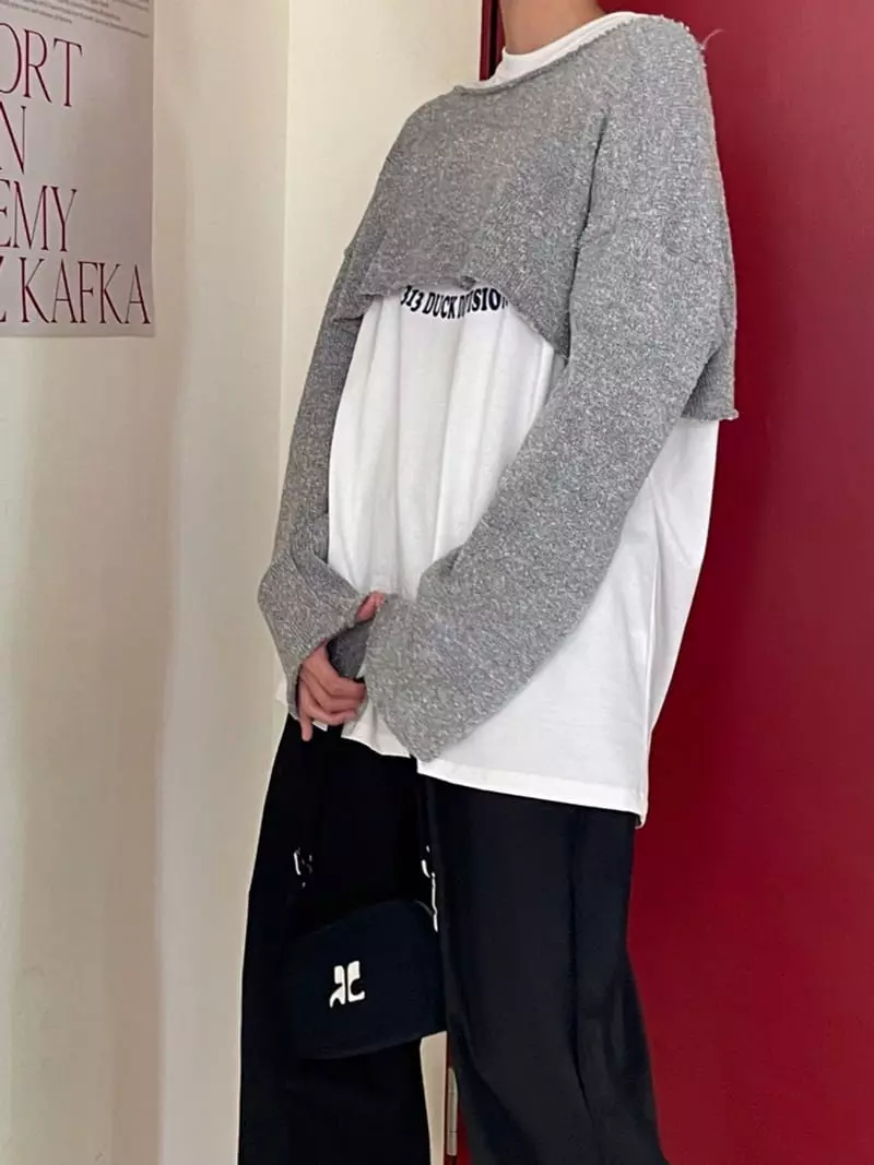 Kare - Korean Women Fashion - #momslook - Layered Knit Tee - 10