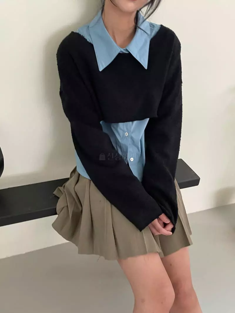 Kare - Korean Women Fashion - #momslook - Layered Knit Tee - 12