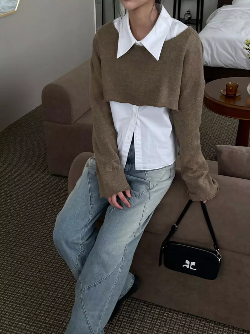 Kare - Korean Women Fashion - #romanticstyle - Layered Knit Tee - 2