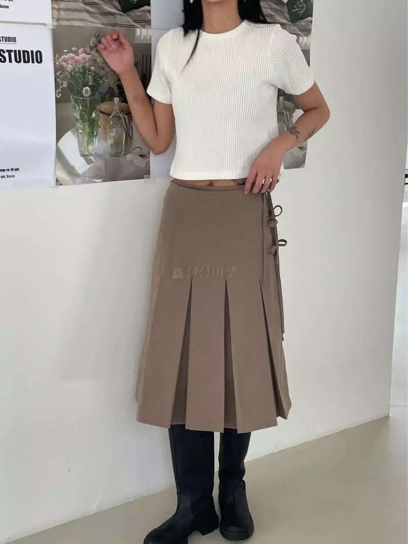 Kare - Korean Women Fashion - #womensfashion - Wrap Wrinkle Skrit - 3