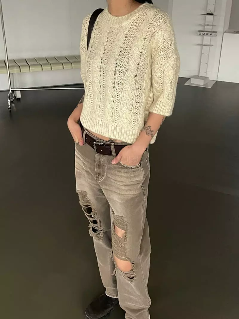 Kare - Korean Women Fashion - #womensfashion - Twist Knit Tee - 10