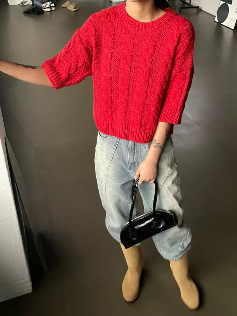 Kare - Korean Women Fashion - #womensfashion - Twist Knit Tee - 6
