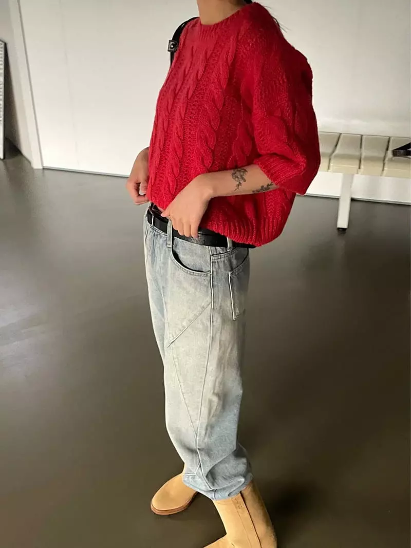 Kare - Korean Women Fashion - #womensfashion - Twist Knit Tee - 8