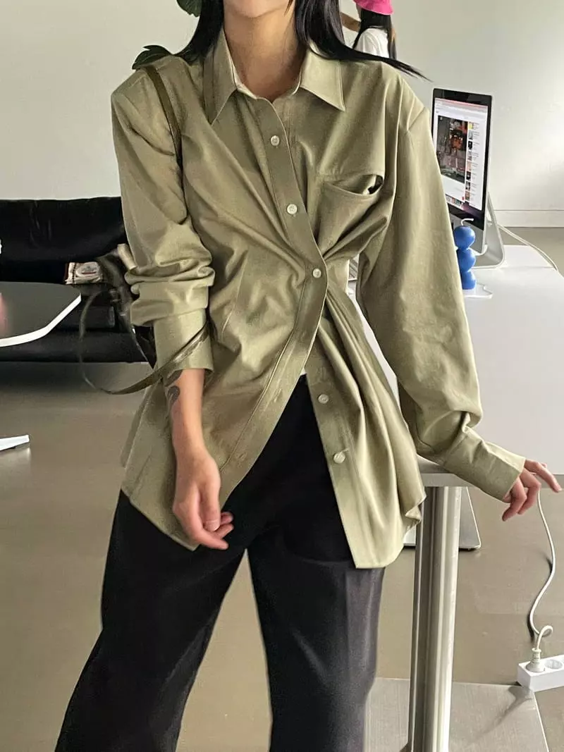 Kare - Korean Women Fashion - #womensfashion - Pad Wrap Shirt - 12