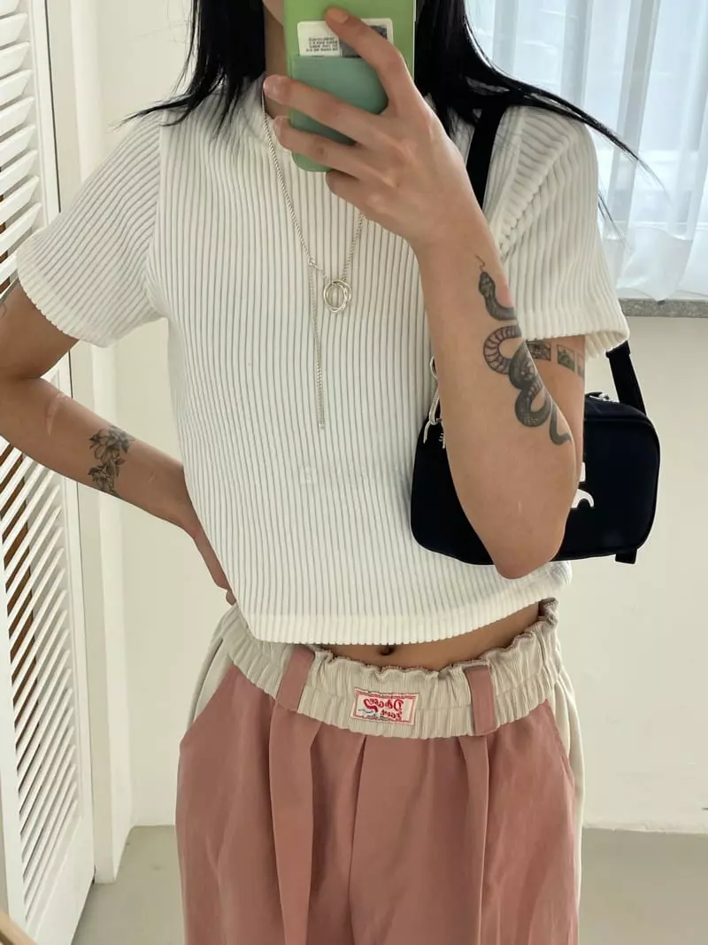 Kare - Korean Women Fashion - #womensfashion - Belly Tee - 5