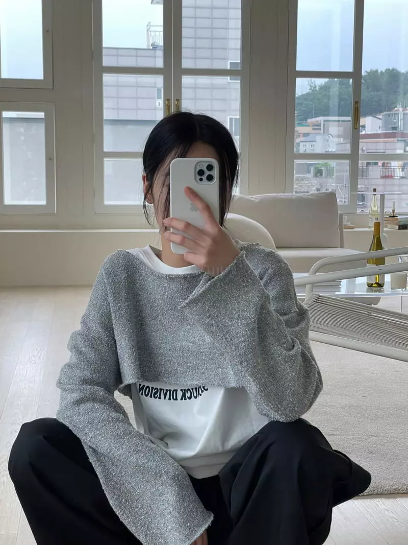 Kare - Korean Women Fashion - #womensfashion - Layered Knit Tee - 11