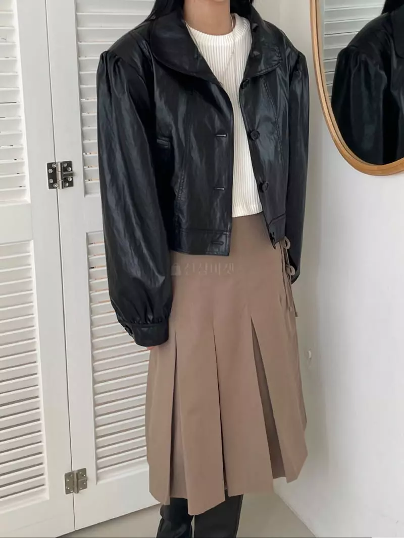 Kare - Korean Women Fashion - #womensfashion - Leather Pad Jacket - 7