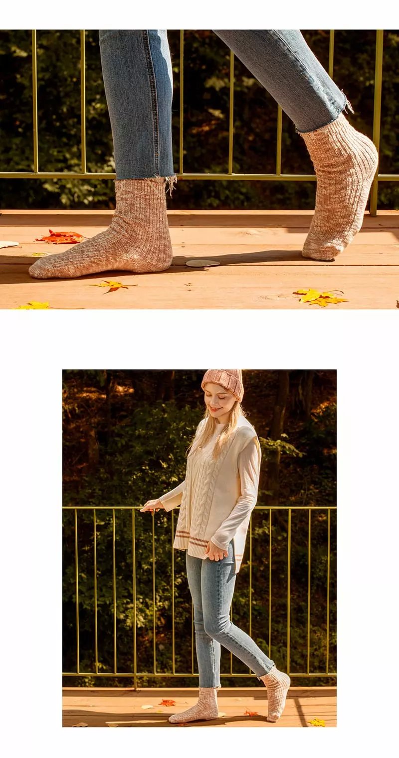 Kids Clara - Korean Women Fashion - #womensfashion - Sandy Knit Mom Socks Set [set of 5] - 4
