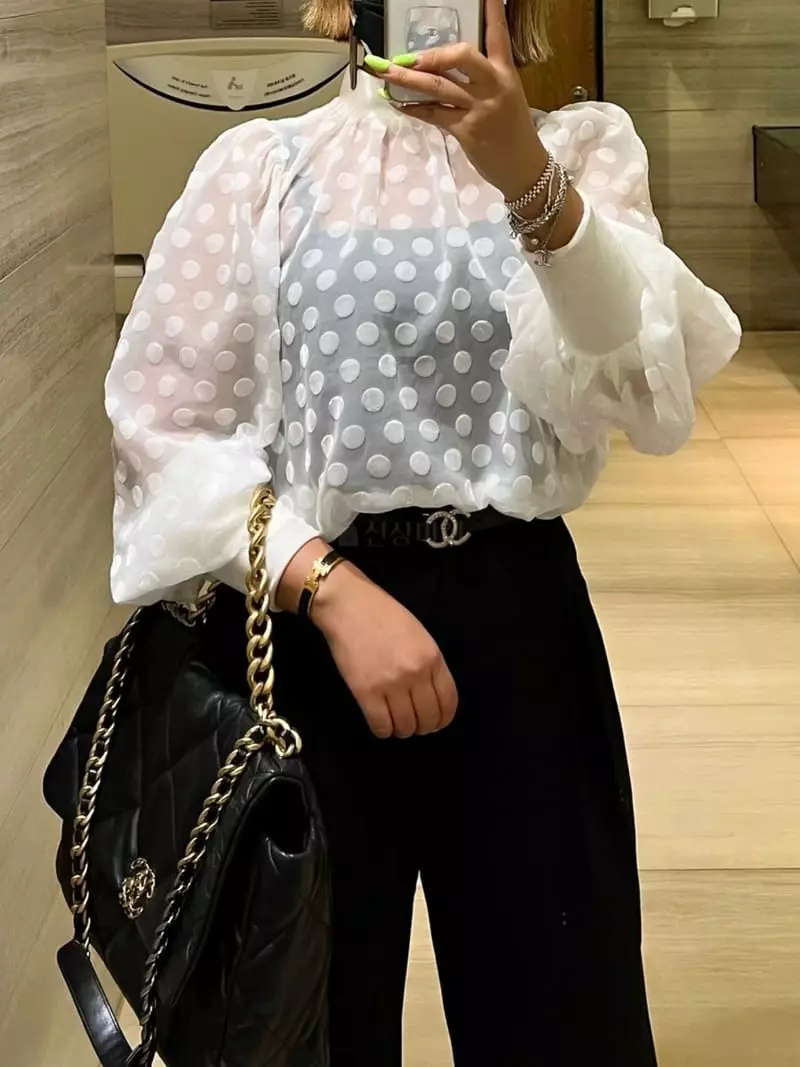 Kkonju - Korean Women Fashion - #momslook - Ale Dot Blouse - 10