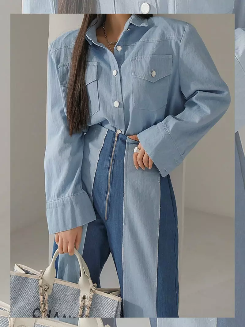 Kkonju - Korean Women Fashion - #momslook - Denim Shirt - 3