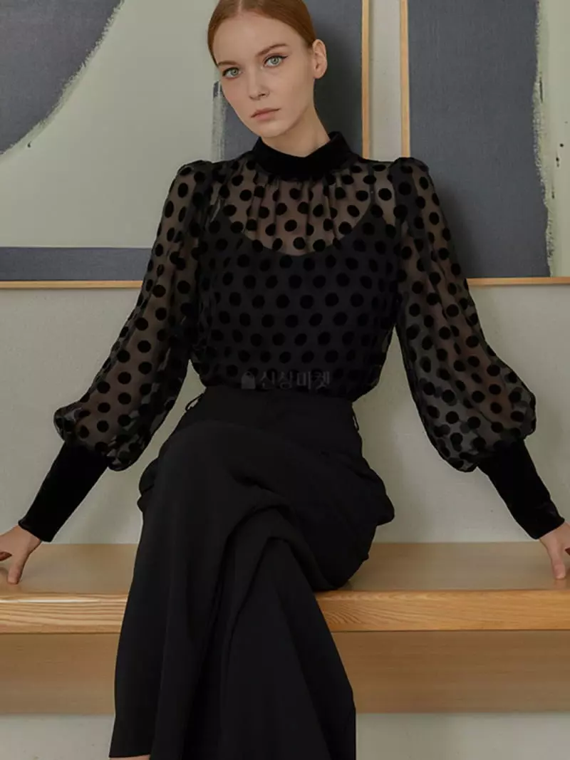Kkonju - Korean Women Fashion - #restrostyle - Ale Dot Blouse