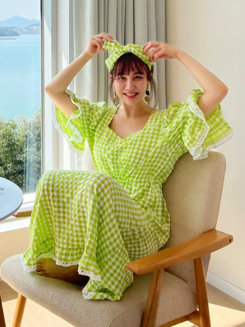 Kkonju - Korean Women Fashion - #romanticstyle - Hear Check One-piece - 8