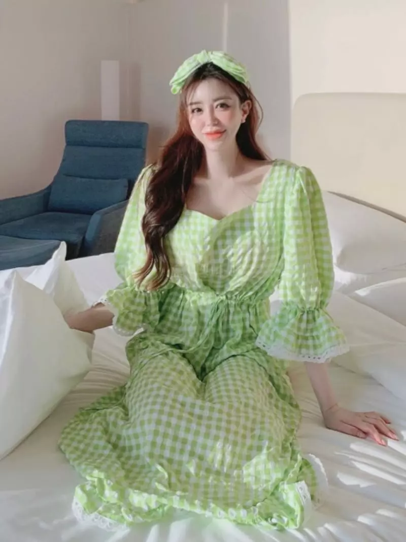 Kkonju - Korean Women Fashion - #vintagekidsstyle - Hear Check One-piece - 5