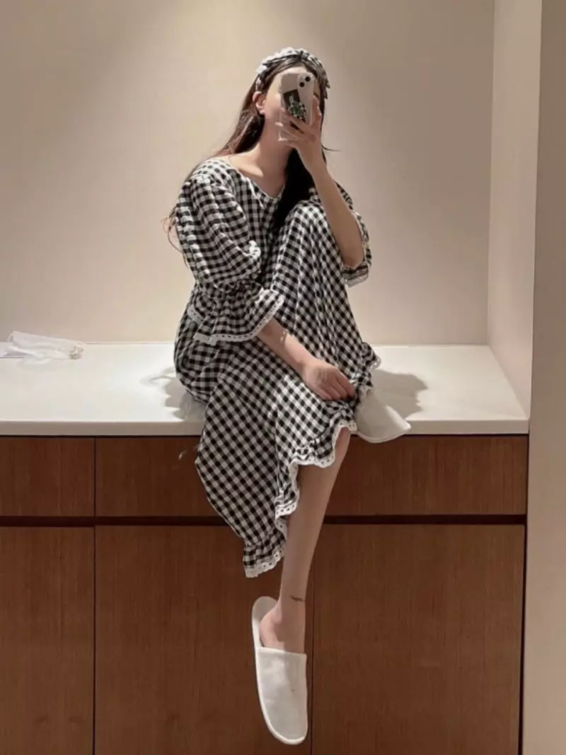 Kkonju - Korean Women Fashion - #womensfashion - Hear Check One-piece - 3