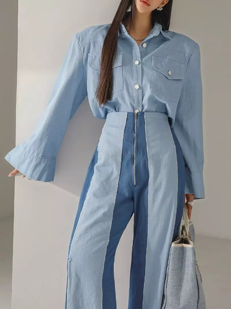 Kkonju - Korean Women Fashion - #womensfashion - Denim Shirt - 2