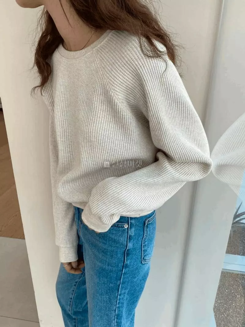 Knock - Korean Women Fashion - #womensfashion - Waffle Sweatshirt - 3