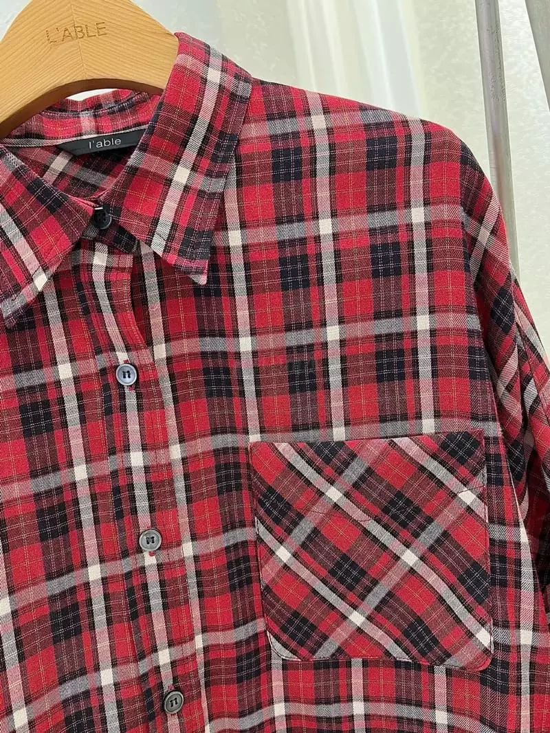 Lable - Korean Women Fashion - #momslook - Check Shirt - 5