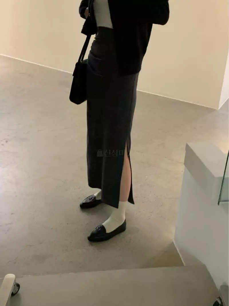 Lake Side - Korean Women Fashion - #momslook - Shirring Slit Skirt - 2