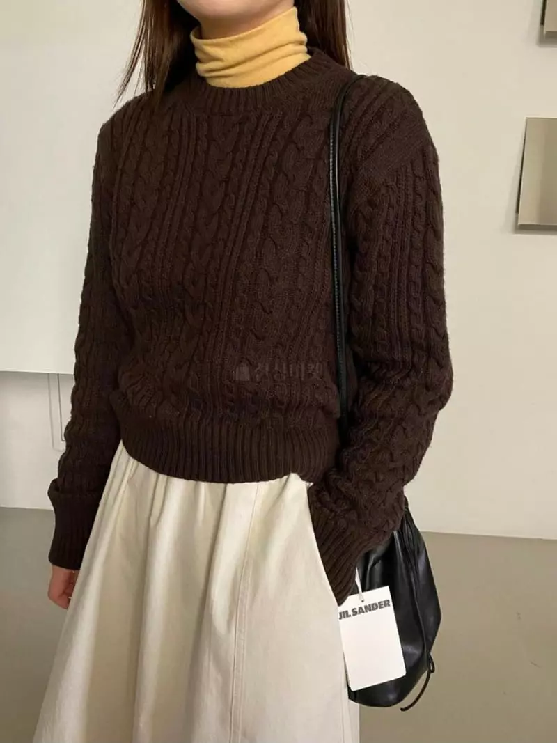 Lake Side - Korean Women Fashion - #vintagekidsstyle - Twist Cash Knit Tee - 2