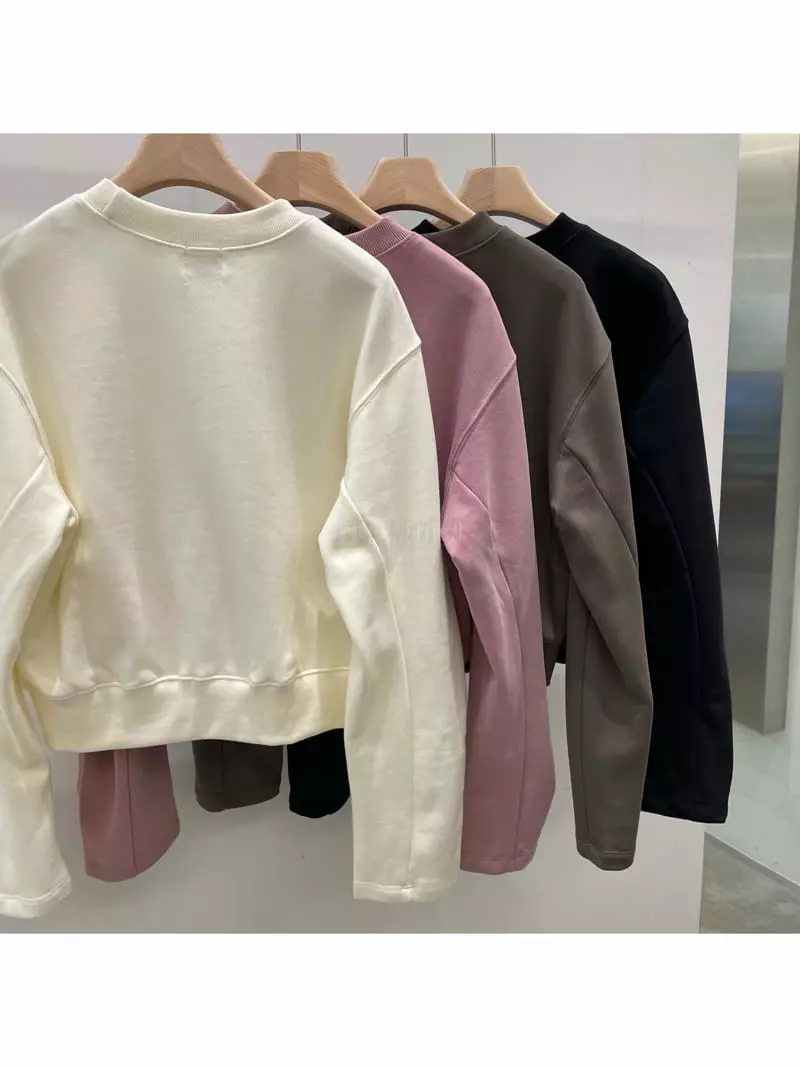 Lamagie Pie - Korean Women Fashion - #momslook - Crop Sweatshirt - 7