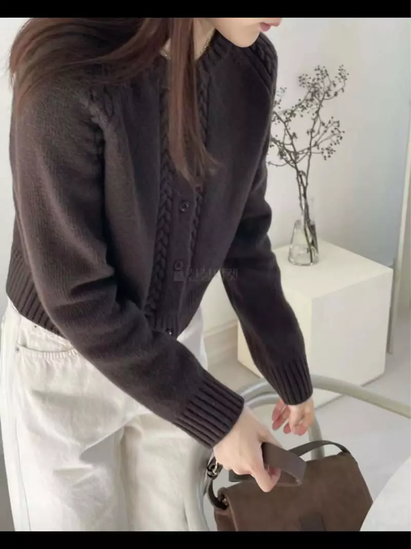 Lamagie Pie - Korean Women Fashion - #momslook - Cable Raglan Cardigan - 5