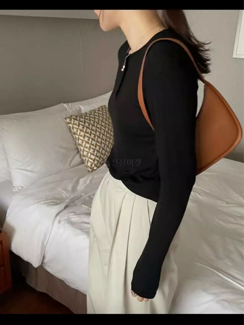 Lamagie Pie - Korean Women Fashion - #momslook - Henry Neck Tee - 8