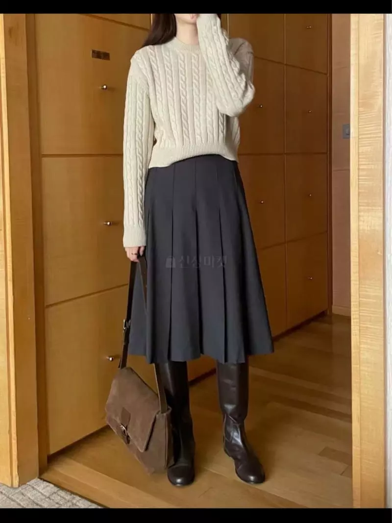 Lamagie Pie - Korean Women Fashion - #momslook - Wrinkle Skirt