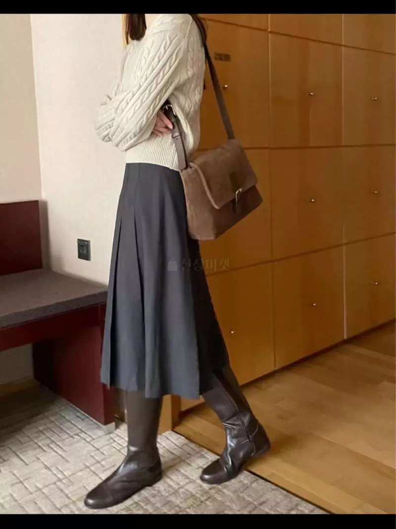 Lamagie Pie - Korean Women Fashion - #momslook - Wrinkle Skirt - 3