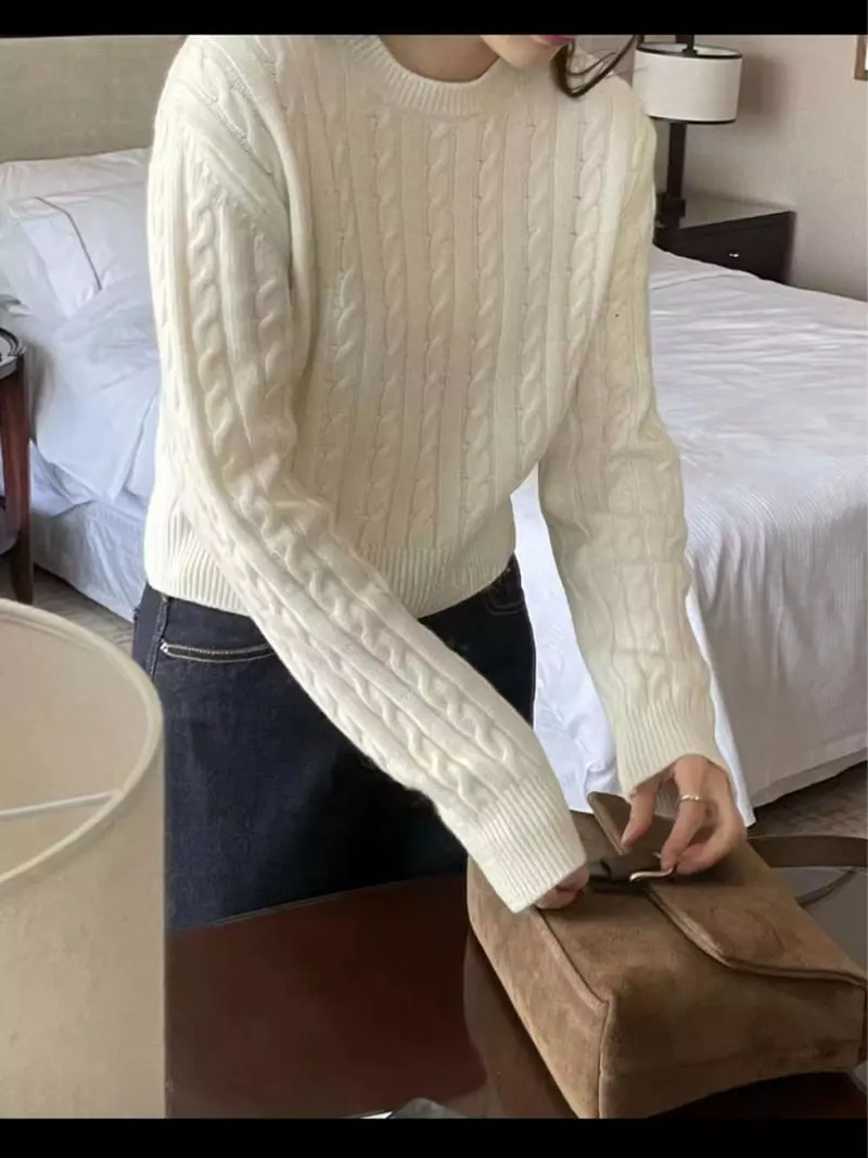 Lamagie Pie - Korean Women Fashion - #momslook - Sand Cable Knit Tee - 10