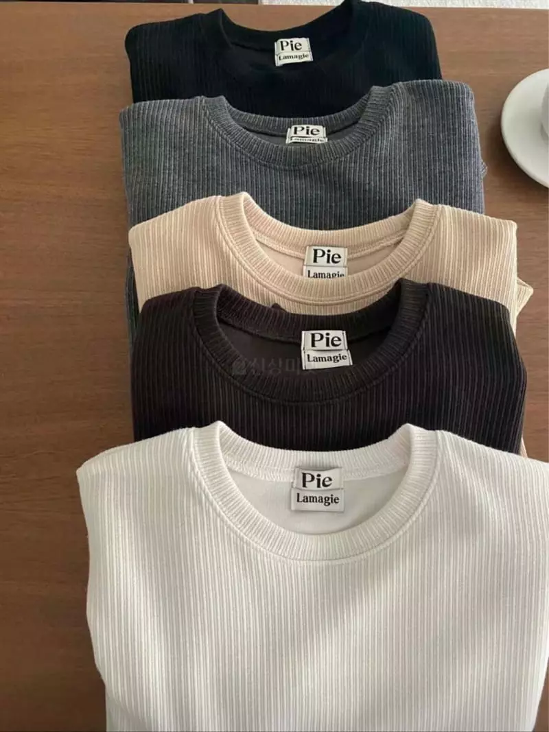 Lamagie Pie - Korean Women Fashion - #momslook - Fleece Rib Tee