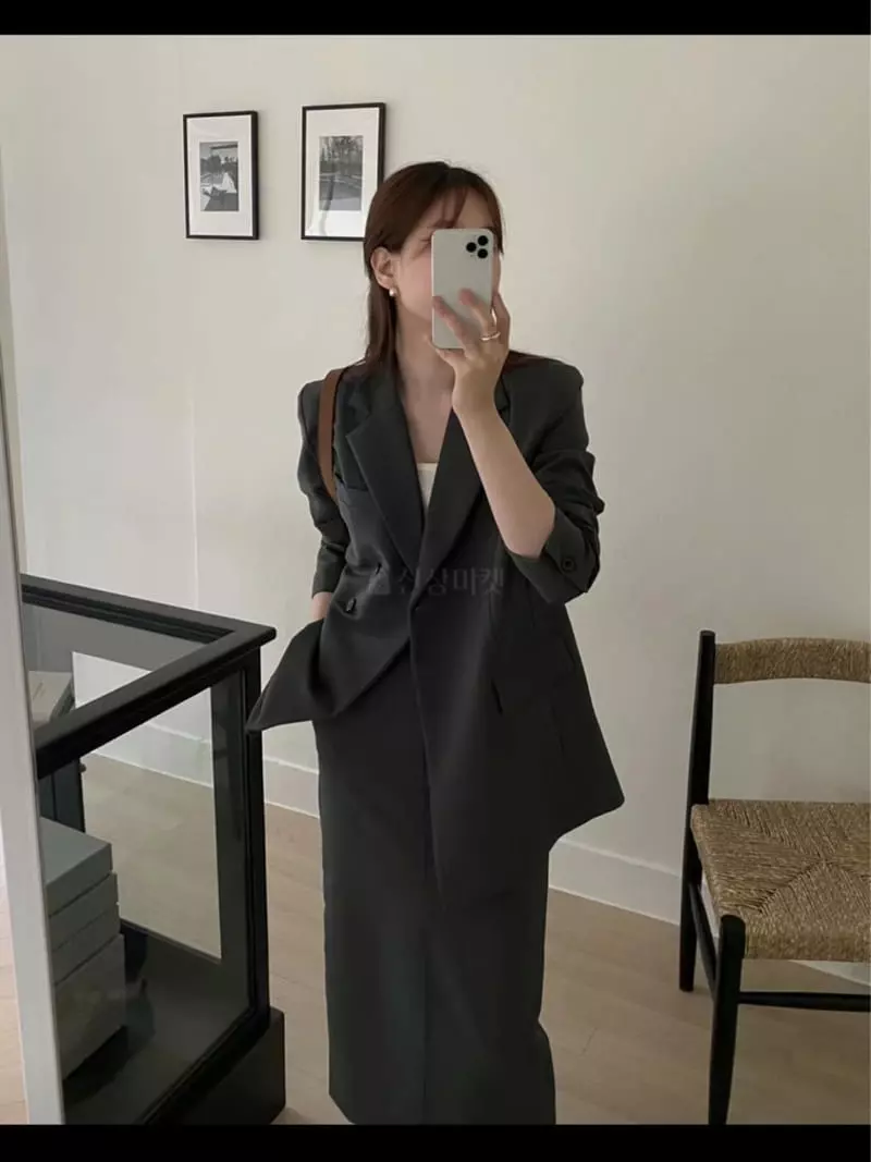 Lamagie Pie - Korean Women Fashion - #pursuepretty - Two Button Stitch Jacket