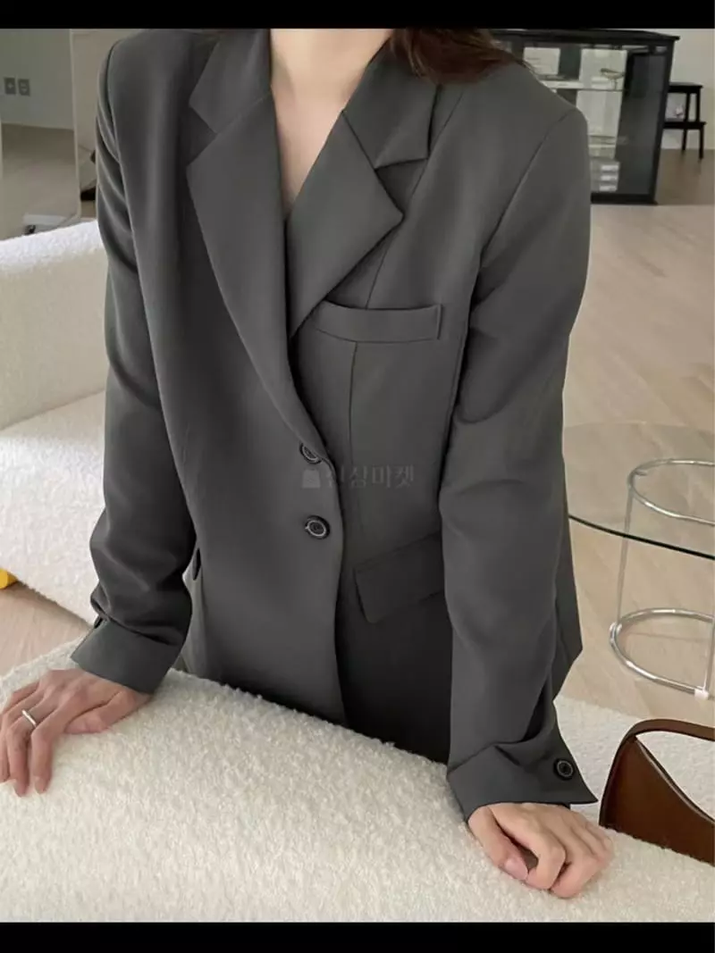 Lamagie Pie - Korean Women Fashion - #restrostyle - Two Button Stitch Jacket - 2
