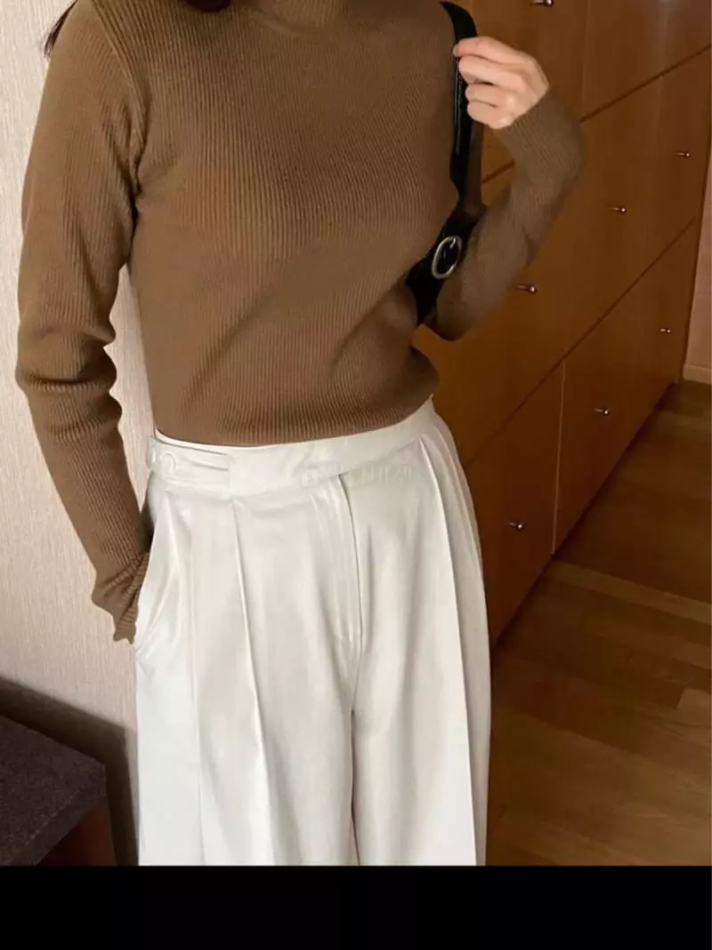 Lamagie Pie - Korean Women Fashion - #shopsmall - Flower Turtleneck Knit Tee - 5