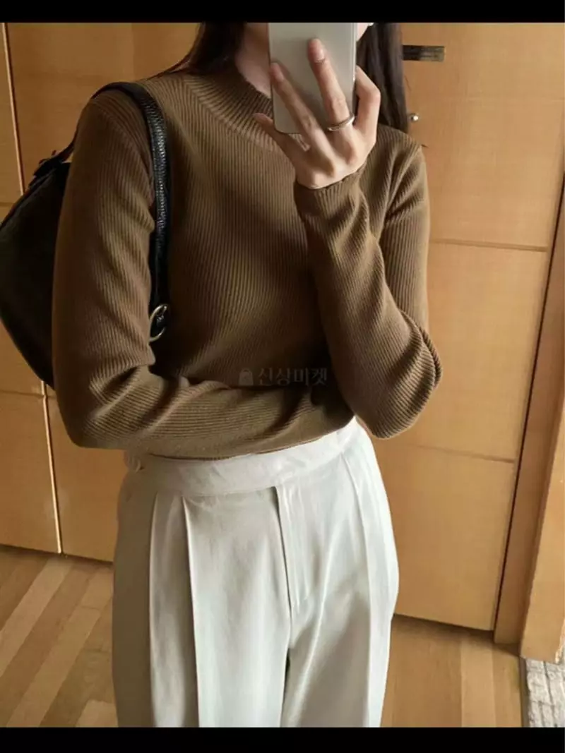 Lamagie Pie - Korean Women Fashion - #thatsdarling - Flower Turtleneck Knit Tee - 6