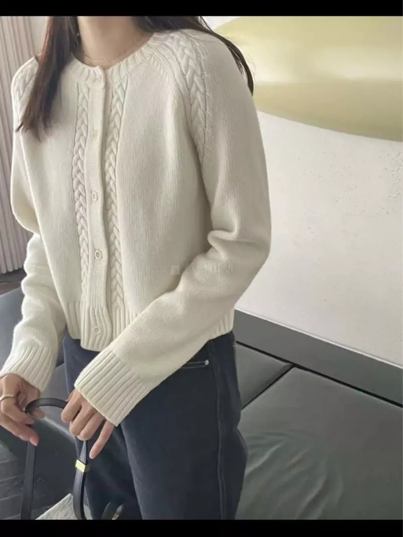 Lamagie Pie - Korean Women Fashion - #thatsdarling - Cable Raglan Cardigan