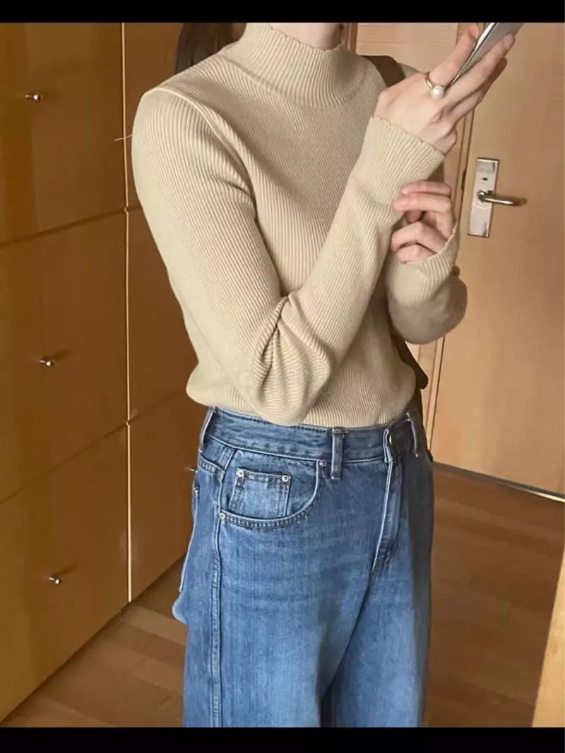 Lamagie Pie - Korean Women Fashion - #womensfashion - Flower Turtleneck Knit Tee - 11