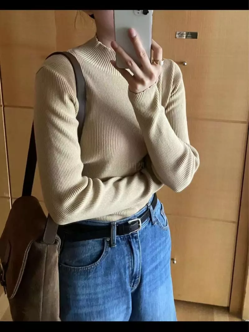 Lamagie Pie - Korean Women Fashion - #womensfashion - Flower Turtleneck Knit Tee - 9