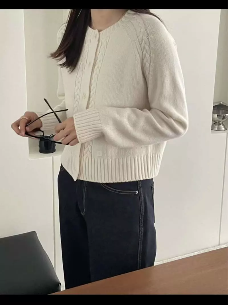 Lamagie Pie - Korean Women Fashion - #momslook - Cable Raglan Cardigan - 4