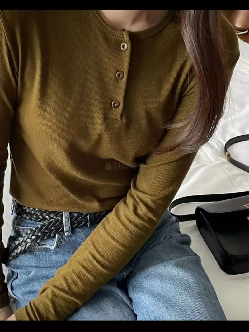 Lamagie Pie - Korean Women Fashion - #womensfashion - Henry Neck Tee - 5